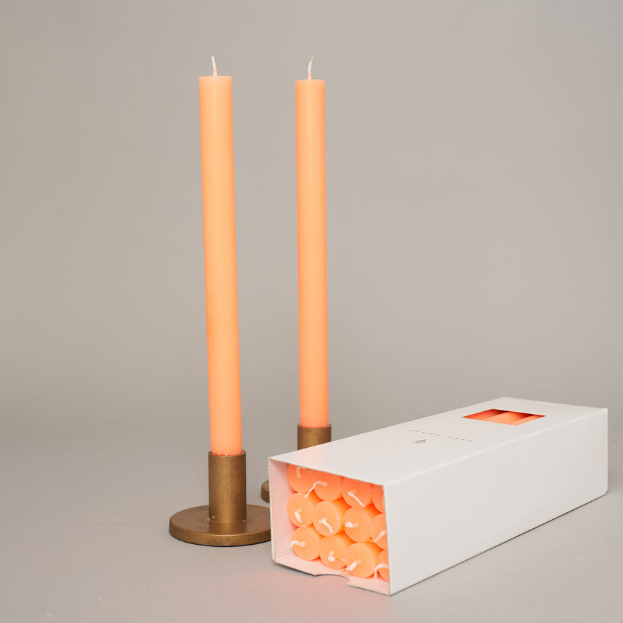 Fluoro Orange Box of 12 Dining Candles | True Grace
