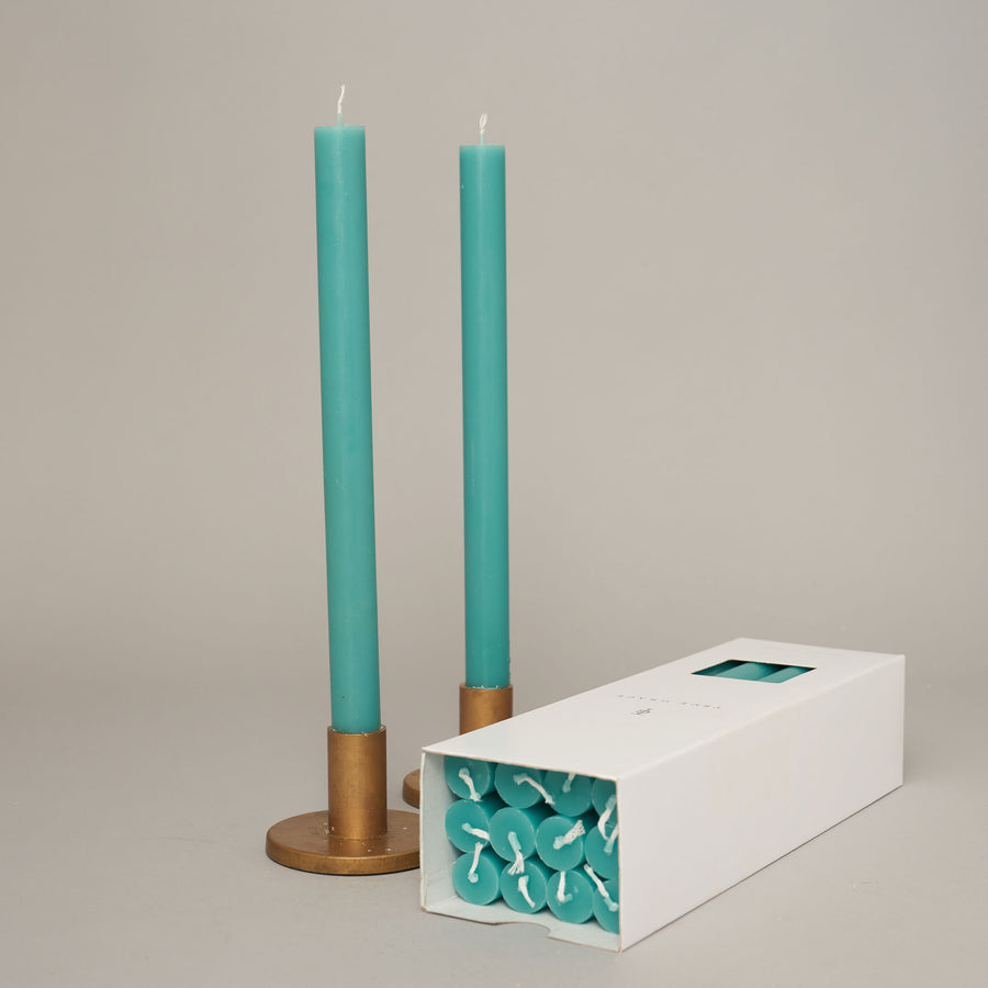 Turquoise Box of 12 Dining Candles | True Grace