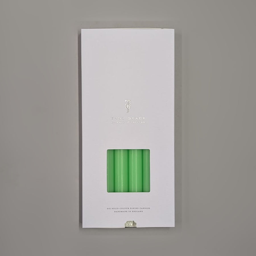 Fluoro Green Box of 6 Dining Candles | True Grace