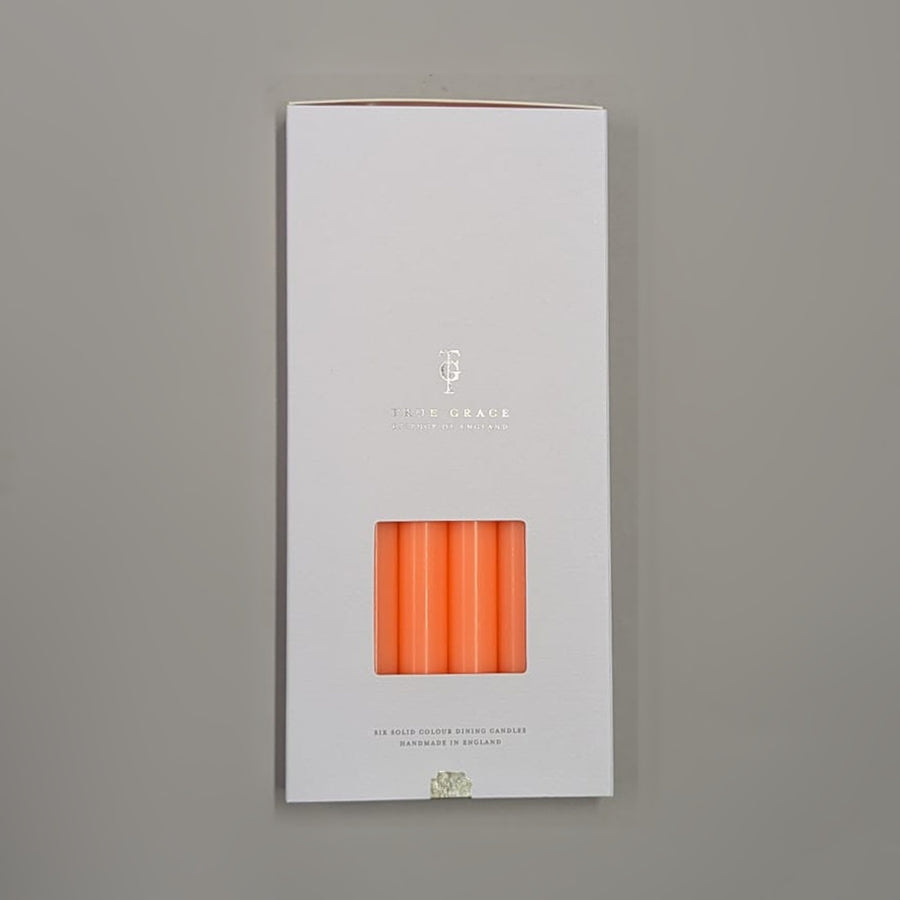 Fluoro Orange Box of 6 Dining Candles | True Grace