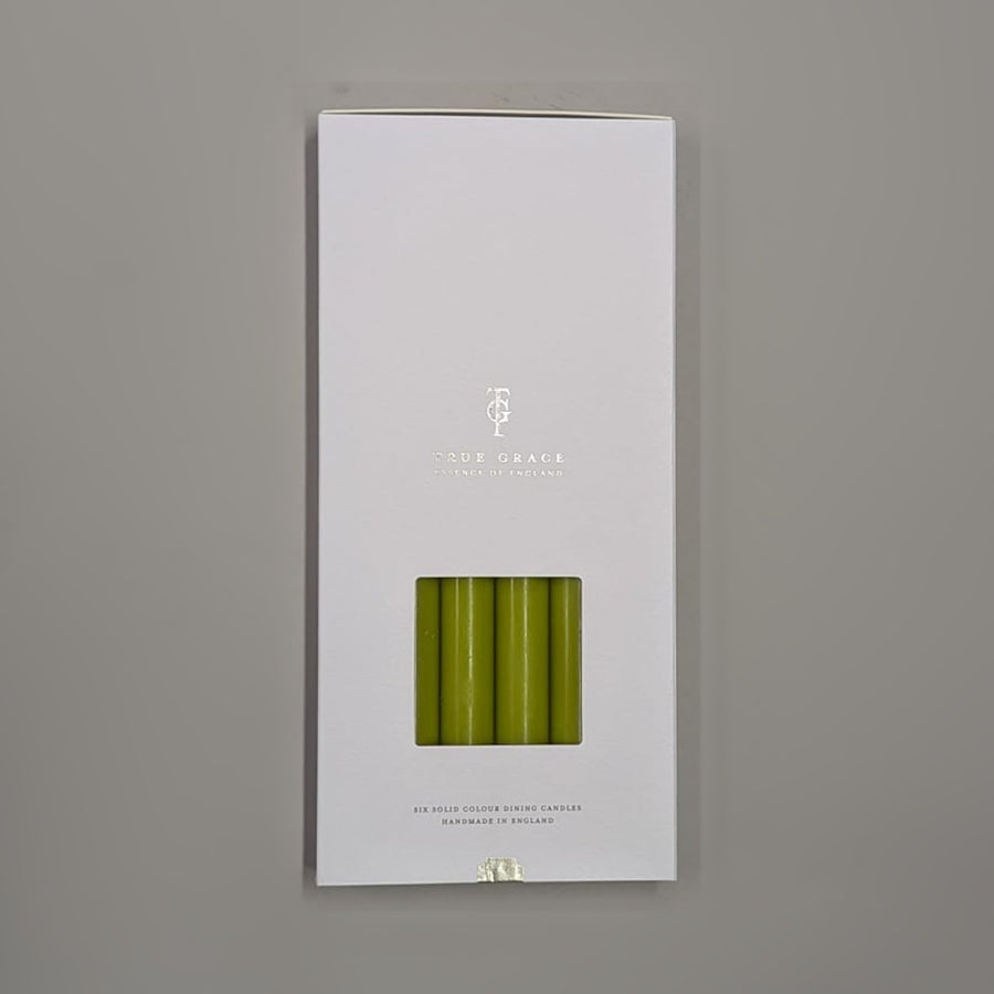 Leaf Green Box of 6 Dining Candles | True Grace