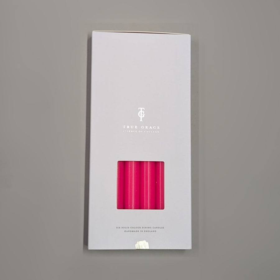 Fluoro Pink Box of 6 Dining Candles | True Grace