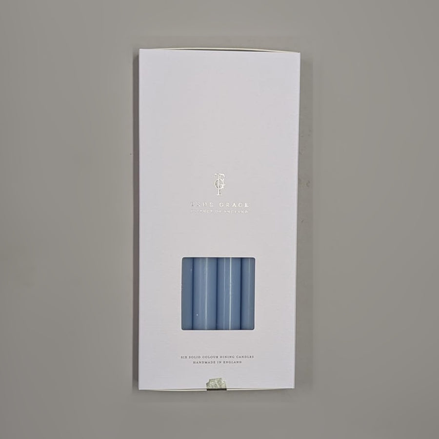 Sky Blue Box of 6 Dining Candles | True Grace