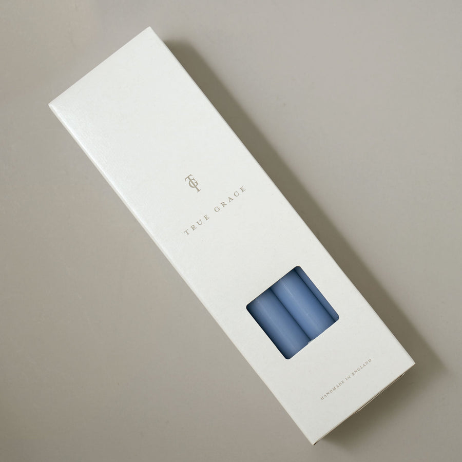 Sky Blue Box of 12 Dining Candles | True Grace